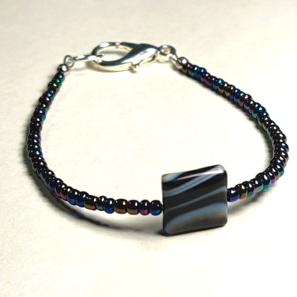 Hand Crafted Jewelry - Botswana Agate & Seed Bead Handmade Bracelet